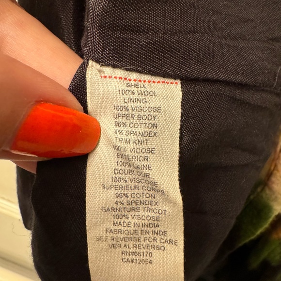 Free People Dress - Navy and Floral Wool - Medium - Picture 2 of 10